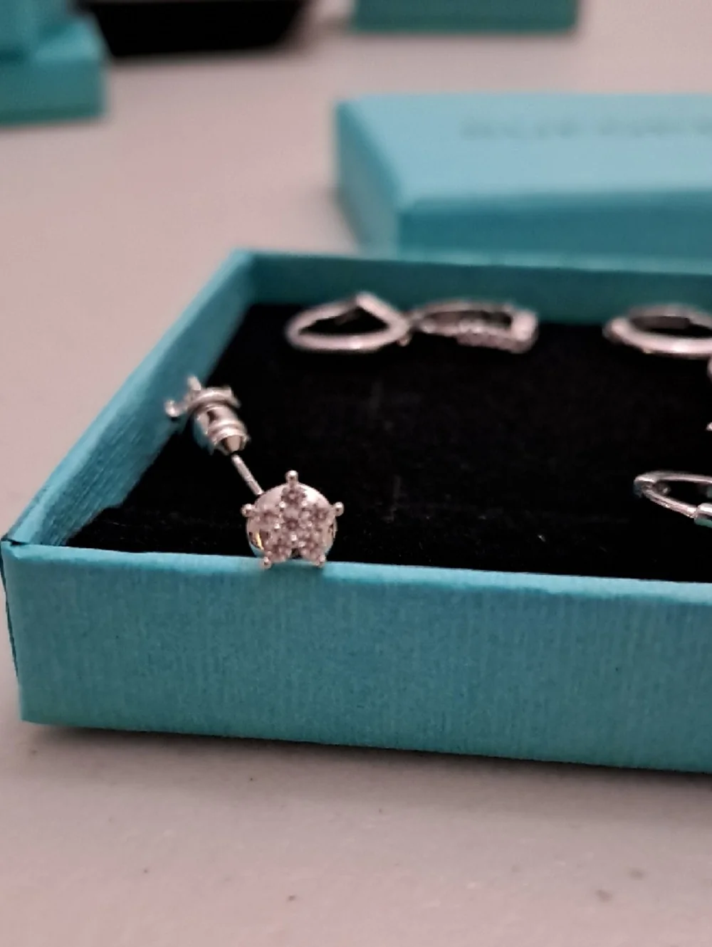 Silver Hoop Earrings Set - Women's Fashion Earrings - Picture 3 of 4